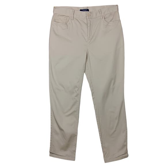 Chaps Khaki Pants Size 4 Petite 5 Pockets Belt Loops Straight - Picture 1 of 6